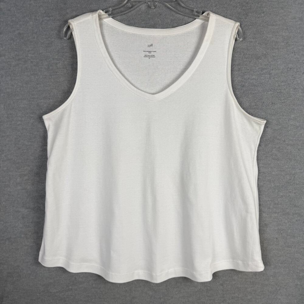 J Jill 2X 100% Pima Cotton Rounded V-neck Tank White Staple Capsule Layering